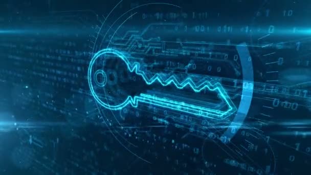 Concept Cryptage Numérique Avec Symbole Clé Cybernétique Secret Confidentialité Sécurité — Video