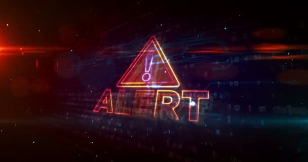Concepto Alerta Con Símbolo Exclamación Peligro Ataque Cibernético Animación Bucle — Vídeo de stock