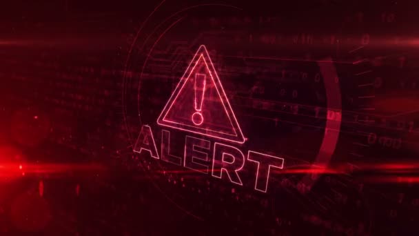 Ünlem Sembolü Tehlike Siber Saldırı Bilgisayar Güvenliği Ikon Döngüsü Içeren — Stok video