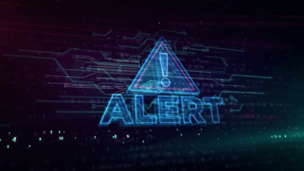 Koncepcja Ostrzegania Wykrzyknikiem Niebezpieczeństwem Atakiem Cybernetycznym Ikoną Naruszenia Bezpieczeństwa Komputera — Wideo stockowe