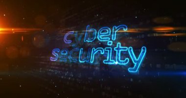 Siber güvenlik kavramı, internet koruması, ağ ve bilgisayar güvenlik döngüsü animasyonu. Fütürist soyut 3D canlandırma.