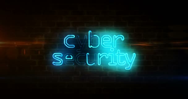 Concepto Seguridad Cibernética Protección Internet Red Seguridad Informática Neón Bucle — Vídeo de stock