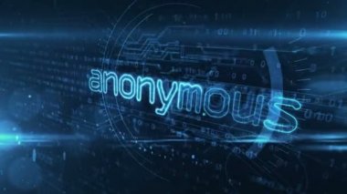 Anonim konsept, siber suç, darknet, kimlik, bilgisayar korsanlığı ve gizlilik güvenliği. Gelecekçi soyut 3D canlandırma canlandırması.