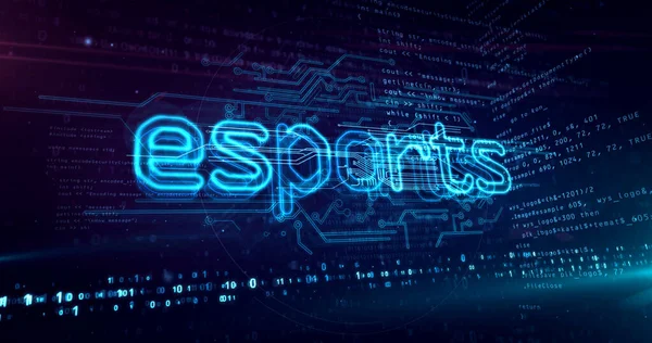 Esports, cyber gaming, online play tournament and digital sport abstract text. Futuristic concept 3d rendering illustration.