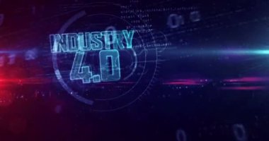 Sanayi 4.0 konsepti, yapay zeka, robotik ve modern fabrika döngüsü. Gelecekçi soyut 3d mavi tüneli çevrilebilir ve kusursuz bir animasyon haline getiriyor.