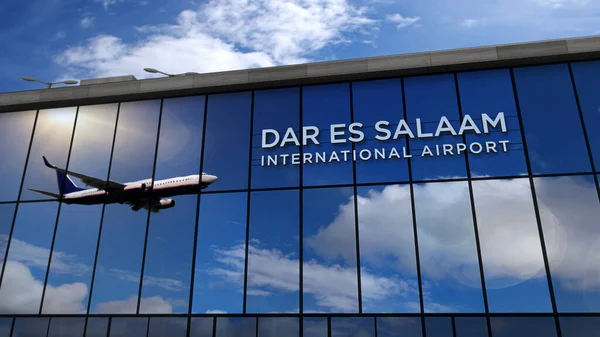 Aviones Reacción Aterrizando Dar Salaam Tanzania Ilustración Representación Llegada Ciudad — Foto de Stock