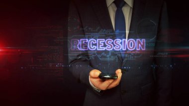 Ekonomik durgunluk, iş dünyası küresel krizi, finans piyasası, ekonomi ve ticaret çöküşü. Fütürist soyut 3D resimleme.