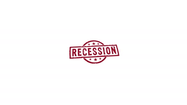Sello Recesión Estampación Manual Impactan Animación Aislada Depresión Global Riesgo — Vídeos de Stock