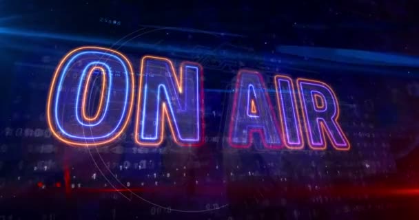 Air Radio Neon Sign Concept Television Broadcast Media Studio Music — Stock Video