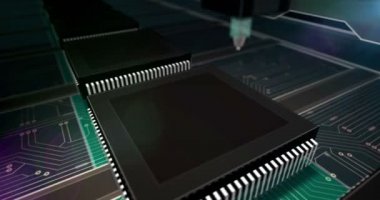 Bağlama sembolü. Kripto para, siber para, USDT, dijital para, kripto para, başpara ya da altsikke ikonu konsepti. İşlemci fabrika üretimi soyut 3D çevrilebilir dikişsiz animasyon.
