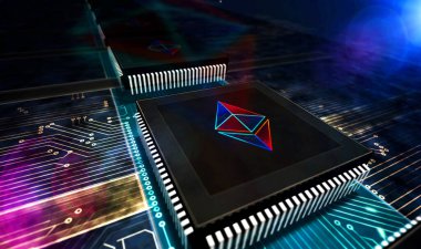 Ethereum sembolü. Şifreli para dijital para, siber para ve kripto para ikonu konsepti. Soyut 3d canlandırma çizimi.