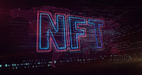 Nft Crypto Art Sign Ανταλλάξιμο Δείγμα Μοναδικών Συλλεκτικών Blockchain Και — Φωτογραφία Αρχείου