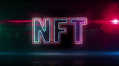 NFT kripto sanat simgesi, eşsiz koleksiyonların iadesiz simgesi, engelleme zinciri ve teknoloji konsepti satan dijital sanat eserleri. Gelecekçi soyut 3d biçimlendirilebilir döngü ve kusursuz animasyon.