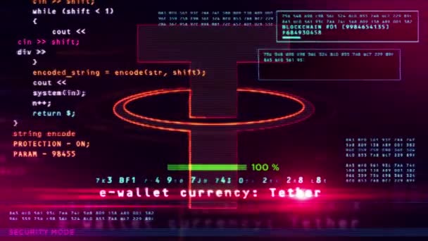 Extraction Minière Sur Fond Écran Ordinateur Symbole Stablecoin Crypto Monnaie — Video