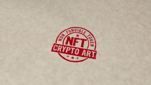 Nft Kripto Resim Damgası Damgası Çarpışma Animasyonu Eşsiz Koleksiyon Engelleme — Stok video