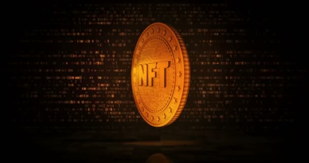 Nft Crypto Art Moneta Oro Sfondo Digitale Loop Concetto Loop — Video Stock