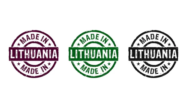 立陶宛制造的邮票图标很少彩色版本 制造业和生产国家概念3D渲染说明 — 图库照片