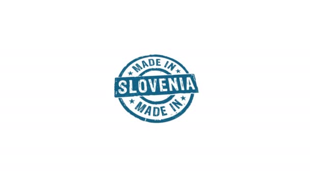 Fabricado Eslovénia Carimbo Carimbo Mão Impacto Animação Isolada Fábrica Fabricação — Vídeo de Stock