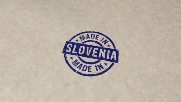 Made Slovenia Bélyegző Kézi Bélyegző Impakt Animáció Gyár Gyártó Gyártó — Stock videók