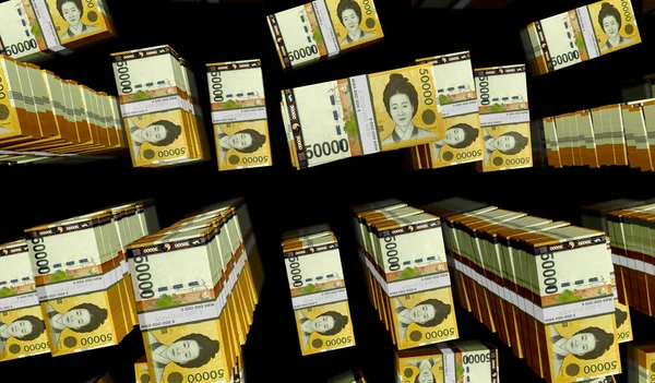 Südkorea Gewann Geldpaket Illustration Krw Banknotenbündel Stapeln Sich Konzept Von — Stockfoto