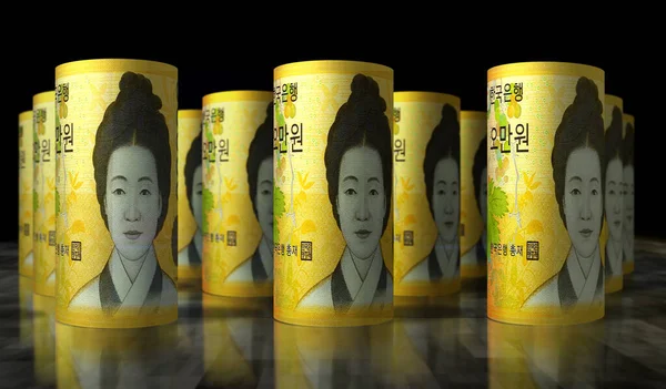 Corea Del Sur Ganó Paquete Dinero Ilustración Paquete Billetes Krw — Foto de Stock