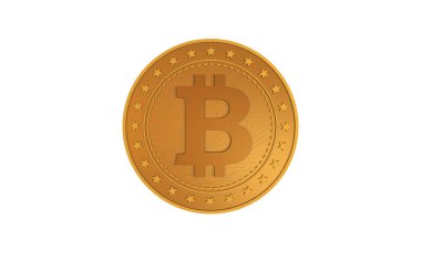 Bitcoin kripto para sembolü yeşil ekrandaki altın madeni parayı izole etti. Soyut konsept çizimi.
