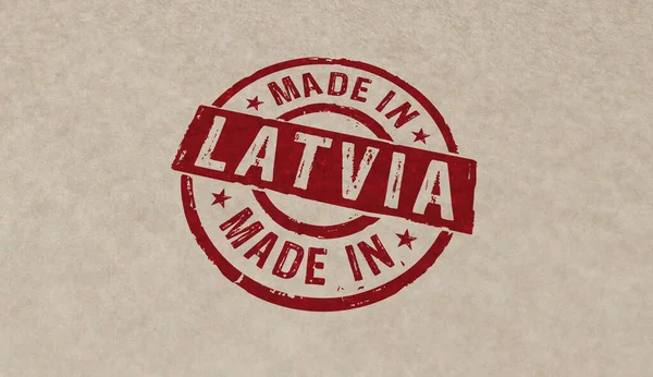 Feito Letônia Ícones Carimbo Poucas Versões Coloridas Fábrica Fabricação Produção — Fotografia de Stock