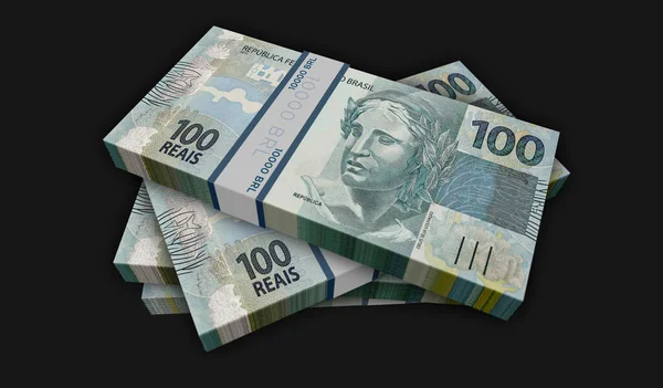 Brazilský Real Money Pack Ilustrace Hromádky Bankovek Brl Koncepce Financí — Stock fotografie