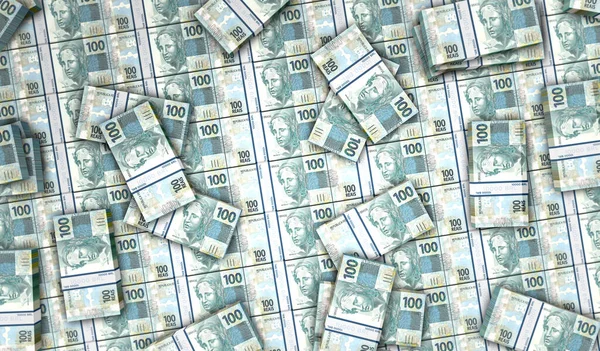 Real Money Pack Brasiliano Illustrazione Pacchi Banconote Brl Concetto Finanza — Foto Stock