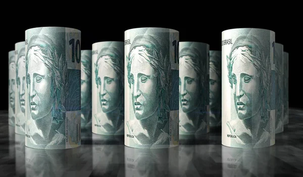 Brésilien Real Money Pack Illustration Billetterie Brl Empilée Concept Finance — Photo