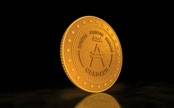 Cardano Ada Cryptocurrency Χρυσό Νόμισμα Σύμβολο Πράσινο Φόντο Οθόνη Αφηρημένη — Φωτογραφία Αρχείου