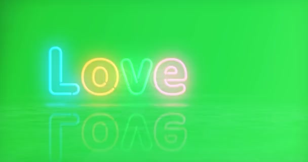 Liefde Symbool Neon Symbool Licht Gekleurde Lampen Met Romantische Tech — Stockvideo