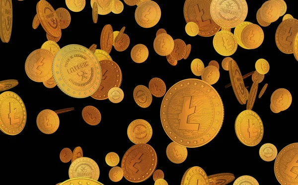 Litecoin Cryptogeld Symbool Gouden Munt Groene Achtergrond Scherm Abstract Concept — Stockfoto