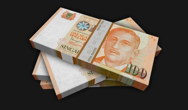 Singapore Dollar Money Pack Illustratie Stapels Sgd Bankbiljettenbundels Concept Van — Stockfoto