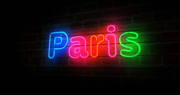 Σύμβολο Νέον Του Παρισιού Λαμπτήρες Χρώματος Ρομαντική Πινακίδα Αφηρημένη Έννοια — Φωτογραφία Αρχείου