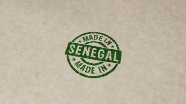 Senegal damgalı ve el damgalı çarpışma animasyonu. Fabrika, üretim ve üretim ülkesi 3D üretilmiş konsept.