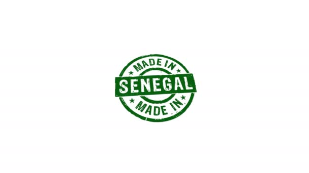 Wykonane Senegalu Znaczki Ręczne Stemplowanie Wpływają Izolowaną Animację Fabryka Produkcja — Wideo stockowe