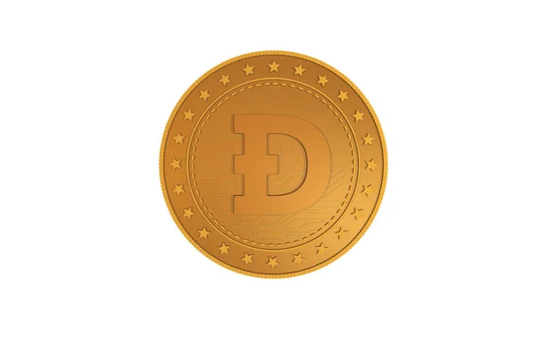 Dogecoin Wow暗号通貨シンボルは 緑の画面の背景に金コインを隔離しました 抽象概念図 — ストック写真