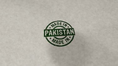 Pakistan pulu kıvrımlı ve kusursuz bir animasyon. El damgası darbesi. Fabrika, üretim ve üretim ülkesi 3 boyutlu döngü kavramı.