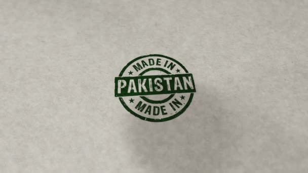Hecho Pakistán Sello Loopable Animación Sin Costuras Impacto Estampación Manual — Vídeo de stock