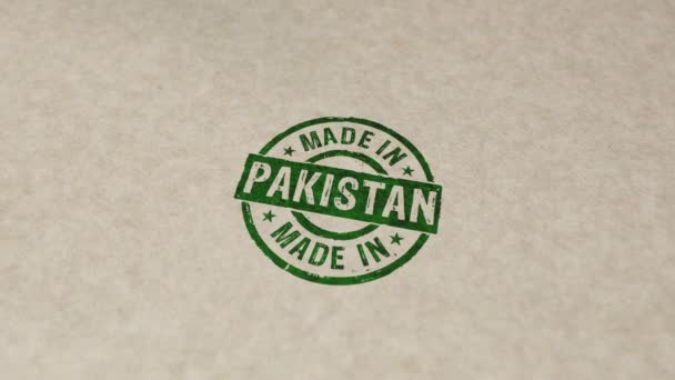 Made Pakistan Stamp Hand Stamping Impact Animation Factory Manufacturing Production — Stock Video