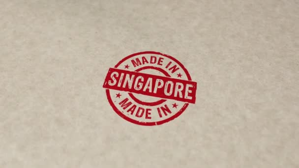 Made Singapore Stamp Hand Stamping Impact Animation Factory Manufacturing Production — Stock Video