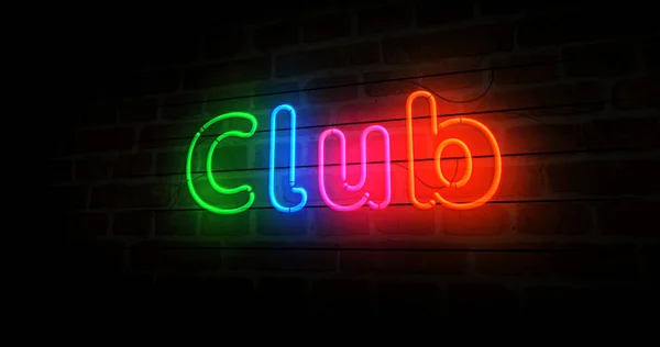 Símbolo Club Símbolo Neón Bombillas Color Claro Con Letrero Ciudad — Foto de Stock