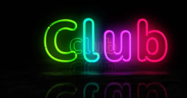 クラブシンボルネオンシンボル レトロな街の看板と光の色電球 アブストラクトコンセプト3Dイラスト — ストック写真