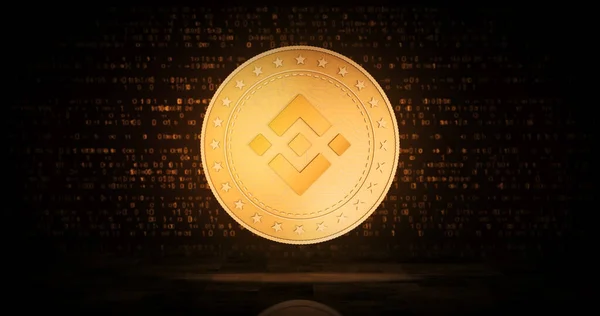 Binance Bnb Cryptocurrency Szimbólum Arany Érme Zöld Képernyős Háttérrel Absztrakt — Stock Fotó