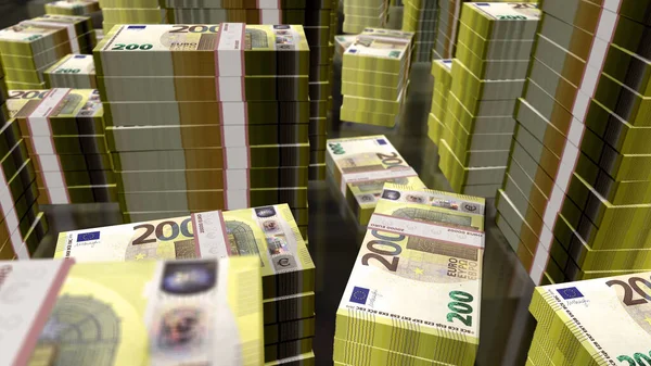 ユーロマネーパック3Dイラスト 200ユーロ紙幣バンドルスタック 経済危機 ビジネスの成功 負債の概念 欧州連合次世代プログラム — ストック写真