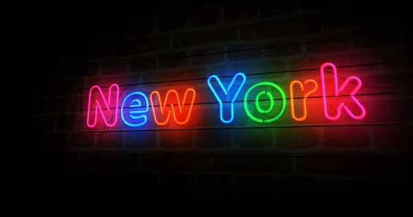 New York Symbool Neon Symbool Licht Gekleurde Bollen Met Romantisch — Stockfoto