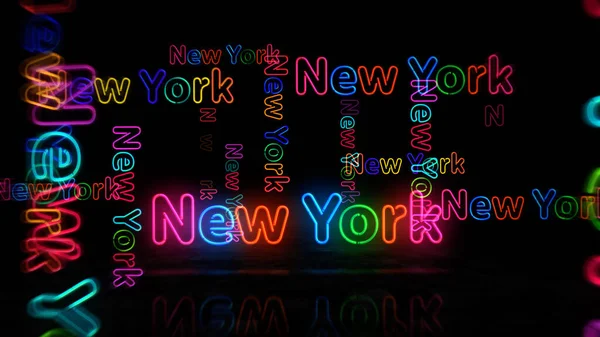 New York Symbool Neon Symbool Licht Gekleurde Bollen Met Romantisch — Stockfoto