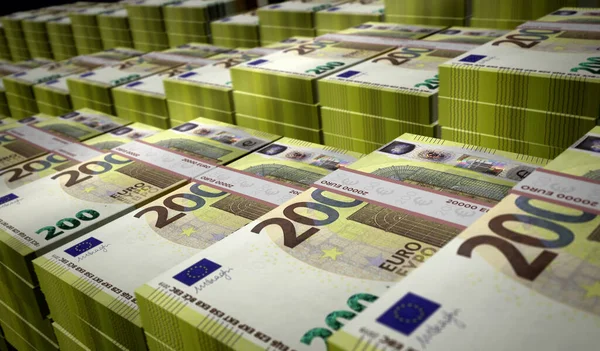 Euro Money Pack Illustrazione 200 Pacchetti Banconote Euro Concetto Finanza — Foto Stock