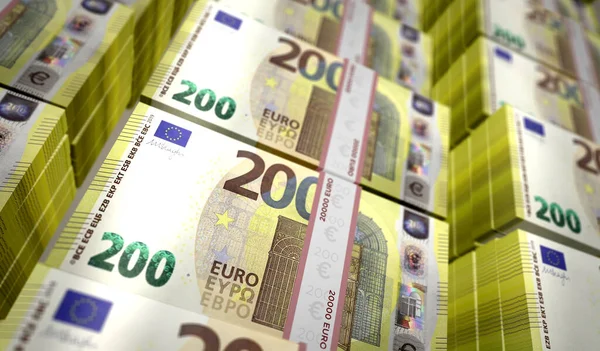 Euro Money Pack Illustration 200 Eur Banknote Bundle Stacks Concept — Stock Photo, Image